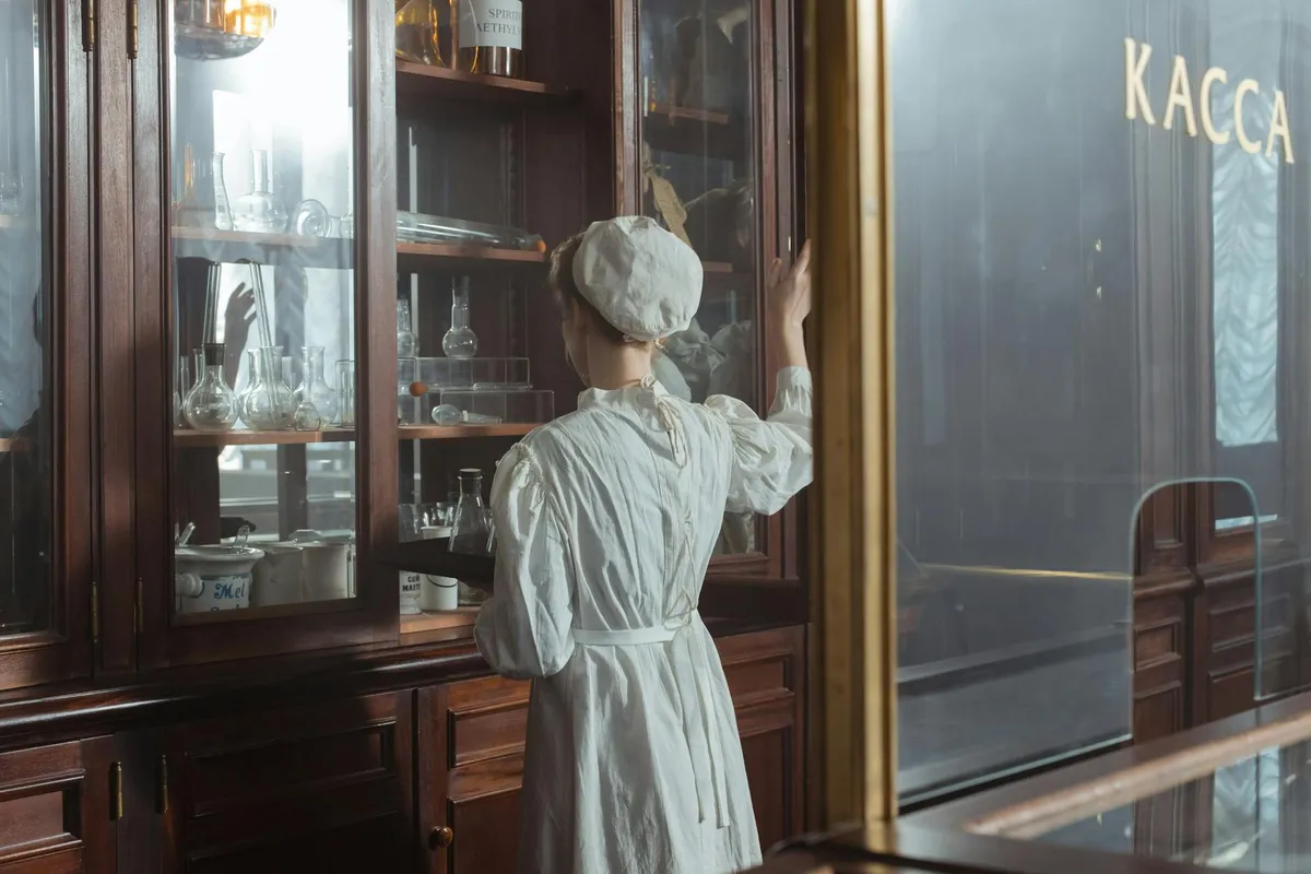 A historical scientific apparatus on a laboratory desk